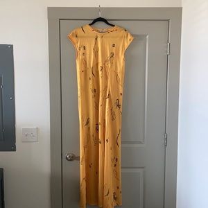 Zara Yellow Printed Sheer Maxi Dress